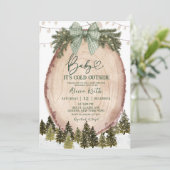 Green Coquette Rustic Winter Forest Baby Shower Kaart (Staand voorkant)