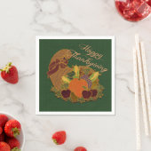 Green Cornucopia Thanksgiving Napkins Servet (Insitu)