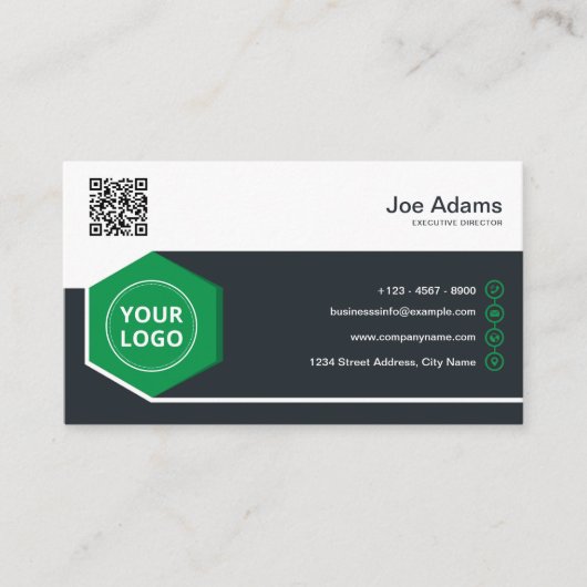 Green Corporate Professional QR-code scanbaar Visitekaartje (Voorkant)