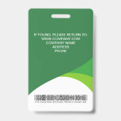 Green Corporate Visitor Pass ID Barcode Badge (Achterkant)