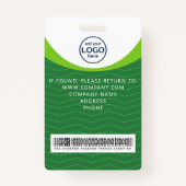 Green Corporate Visitor Pass ID Barcode Badge (Achterkant)