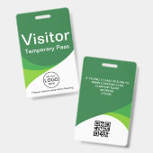 Green Corporate Visitor Pass ID QR-code Badge (Voor- en achterkant)