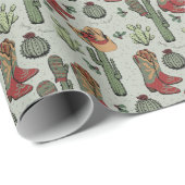 Green Country Cowboy Howdy Kerstmis Cadeaupapier (Rol Hoek)