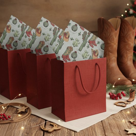 Green Country Cowboy Howdy Kerstmis Tissuepapier