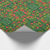Green Country Flowers Mirror Pattern Gift Wrap Cadeaupapier (Hoek)