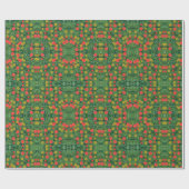 Green Country Flowers Mirror Pattern Gift Wrap Cadeaupapier (Vlak)