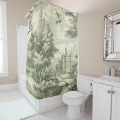 Green Countryside Hot Air Balloon Toile (7) Douchegordijn (In situ)