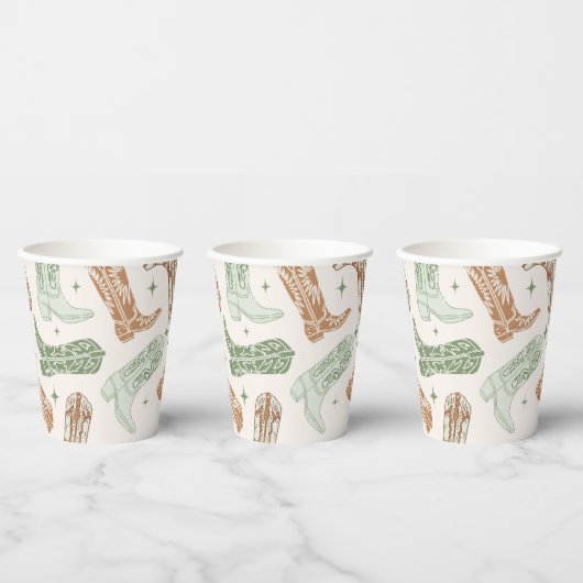 Green Cowboy Boot Paper Cups Papieren Bekers (Multi)