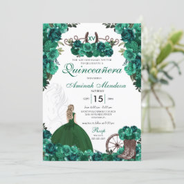 Green Cowgirl Boots Ranch Charra Quinceañera Kaart