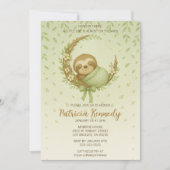 Green Cozy Sloth Woodland Baby shower Kaart (Voorkant)
