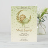 Green Cozy Sloth Woodland Baby shower Kaart (Staand voorkant)