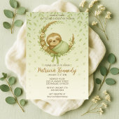 Green Cozy Sloth Woodland Baby shower Kaart