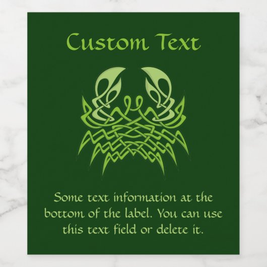 Green Crab Celtic Knot Wijn Etiket (Enkel label)