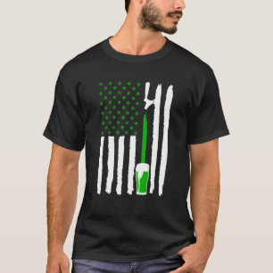 Green Craft Beer American Flag Beer Drink Patri T-shirt