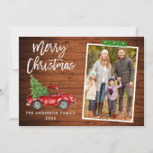 Green Craft Tape Brush Script Truck Wood Kerstmis Feestdagenkaart (Voorkant)