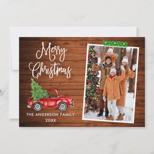 Green Craft-tapecalligrafie - Kersthout Feestdagenkaart (Voorkant)