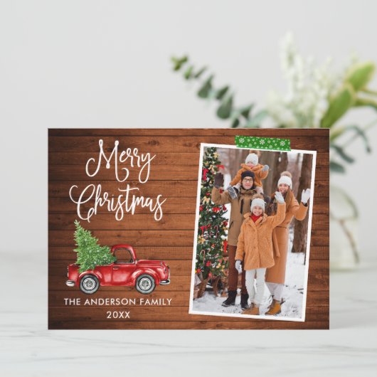 Green Craft-tapecalligrafie - Kersthout Feestdagenkaart (Staand voorkant)