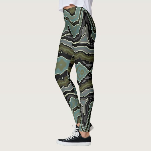 Green Crazy Lace Agate Funky Boho Leggings (Links)