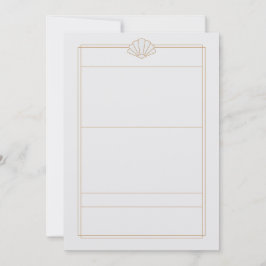 Green & cream Art Deco Style Wedding Invitation Kaart