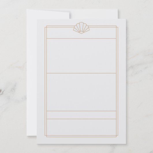 Green & cream Art Deco Style Wedding Invitation Kaart (Voorkant)