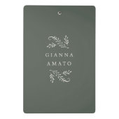 Green & Cream Botanical gepersonaliseerd Mini Klembord (Achterkant)