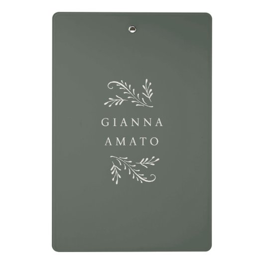 Green & Cream Botanical gepersonaliseerd Mini Klembord (Achterkant)