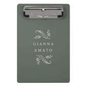 Green & Cream Botanical gepersonaliseerd Mini Klembord (Voorkant)