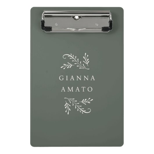 Green & Cream Botanical gepersonaliseerd Mini Klembord (Voorkant)