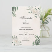 Green & Cream Botanical Wedding, Kaart (Staand voorkant)