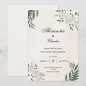 Green & Cream Botanical Wedding, Kaart (Voorkant / Achterkant)