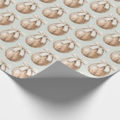 Green Cream Bow Brown Faux Wood Easter Egg  Cadeaupapier (Hoek)