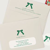 Green Cream Bow handgeschreven kerstvakantie