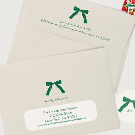 Green Cream Bow handgeschreven kerstvakantie Envelop