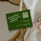 Green Cream  Cheques & Bow RSVP QR Wedding Informatiekaartje