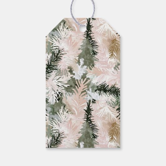 Green Cream Christmas Pine Cones Cadeaulabel (Achterkant)