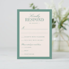 Green Cream Classic Elegant Wedding RSVP Kaartje