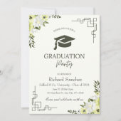 Green Cream Floral minimaliseert eenvoudig Afstude Kaart (Voorkant)