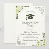 Green Cream Floral minimaliseert eenvoudig Afstude Kaart (Voorkant / Achterkant)