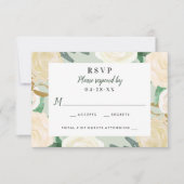 Green Cream Gold Floral Greenery Wedding RSVP Kaartje (Voorkant)