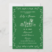 Green Cream Hand Drawn Rehearsal Dinner Kaart (Voorkant)