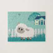 Green Cream Illustrative Cartoon Anime Sheep Legpuzzel (Horizontaal)