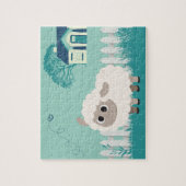 Green Cream Illustrative Cartoon Anime Sheep Legpuzzel (Verticaal)