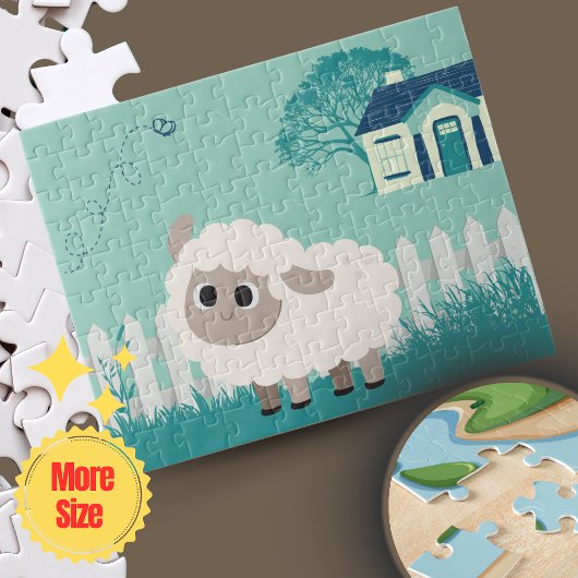 Green Cream Illustrative Cartoon Anime Sheep Legpuzzel