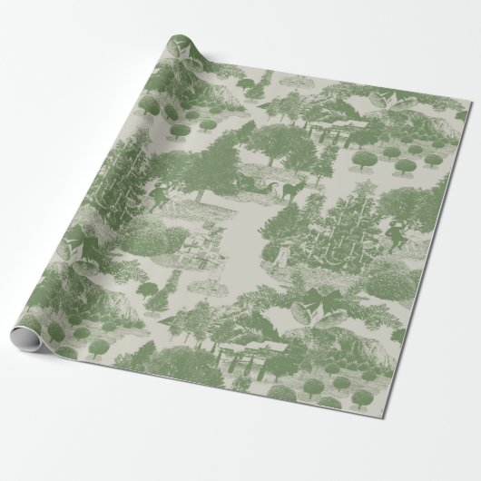 Green Cream Kerstwinter Wonderland Cadeaupapier (Uitgerold)