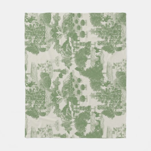 Green Cream Kerstwinter Wonderland Fleece Deken (Voorkant)