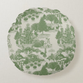 Green Cream Kerstwinter Wonderland Rond Kussen