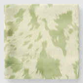 Green Cream Koeienhuid Stenen Onderzetter (Voorkant)