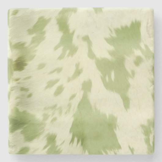 Green Cream Koeienhuid Stenen Onderzetter (Voorkant)