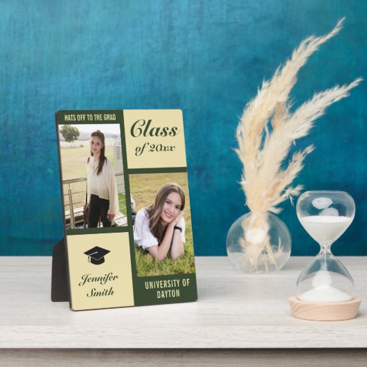 Green Cream Modern Photo Afstuderen Fotoplaat (Zijkant)