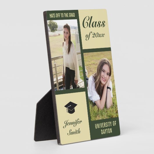 Green Cream Modern Photo Afstuderen Fotoplaat (Zijkant)